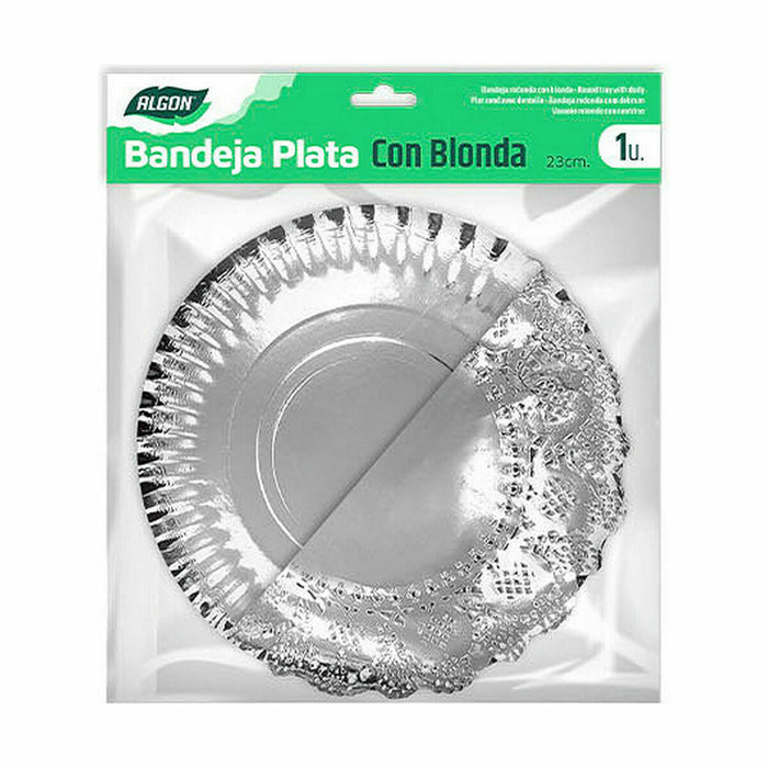 Tavă pentru gustari Algon Rotundă Argintiu 23 x 23 x 1,5 cm (48 Unități)