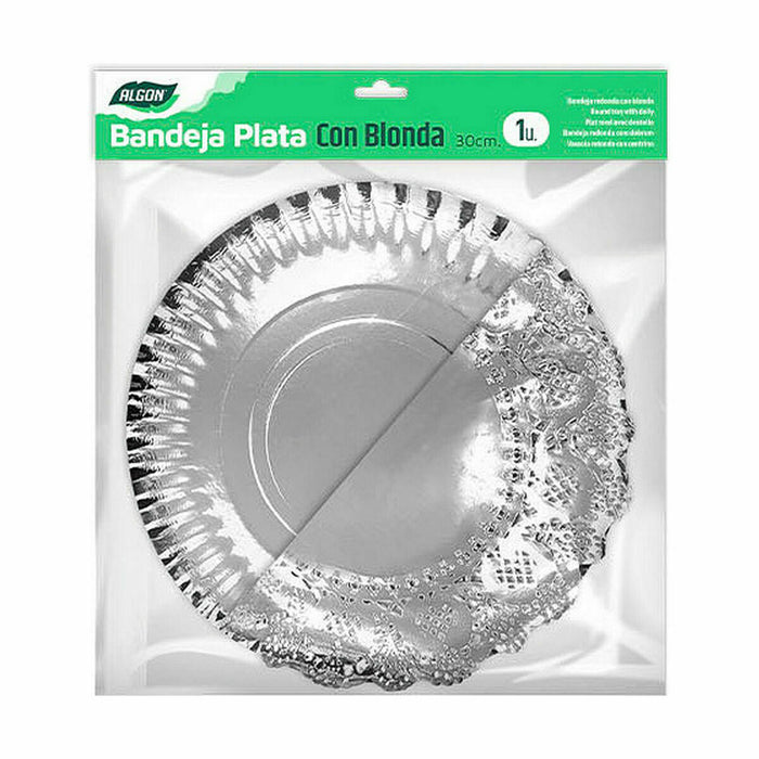 Tavă pentru gustari Algon Rotundă Argintiu 30 x 30 x 1,5 cm (48 Unități)