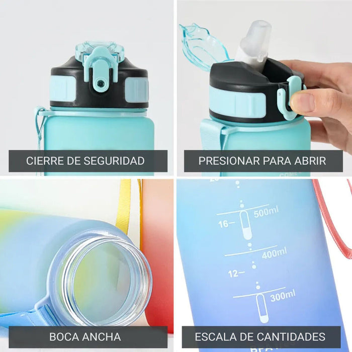 Sticlă cu Capac și Pai Bewinner Multicolor 600 ml