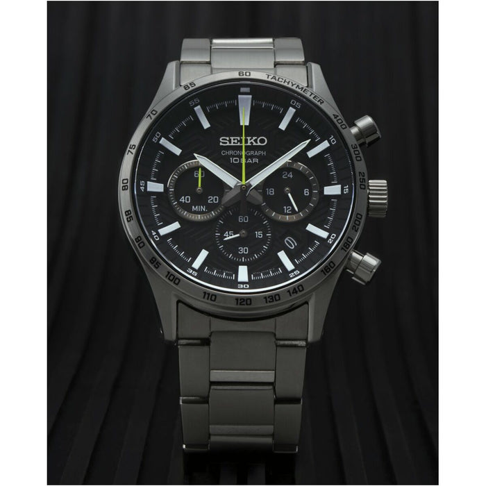 Ceas Bărbați Seiko SSB413P1 Negru Argintiu