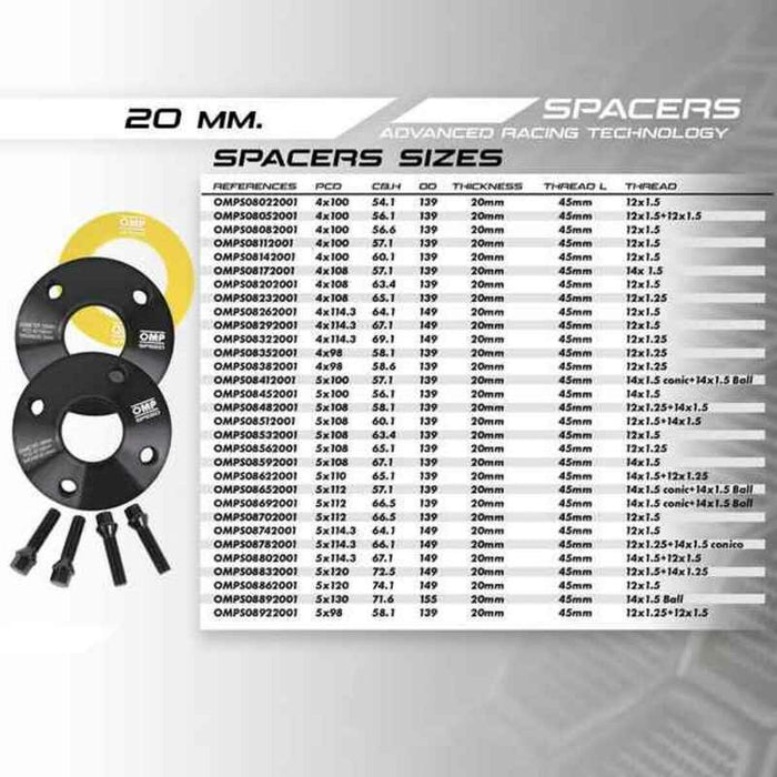 Set separator OMP OMPS08022001 4x100 54,1 M12 x 1,5 20 mm