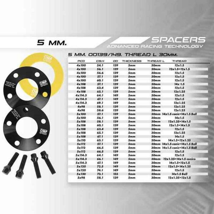 Set separator OMP 4x100 54,1 M12 x 1,5 5 mm