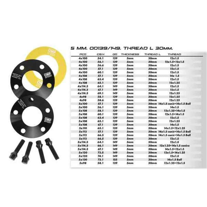 Set separator OMP 5x108 58,1 M12 x 1,25 + M14 x 1,5 15 mm