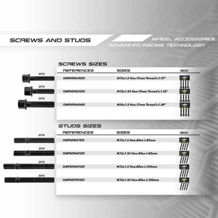 Șuruburi OMP OMPS09681201 M12 x 1,25 4 uds Negru