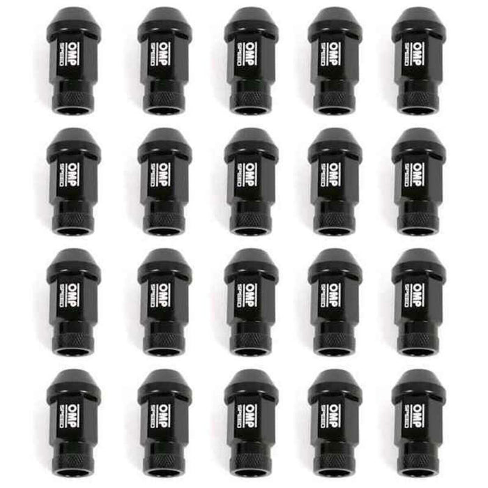 Set Piulițe OMP 7075 M12 x 1,25 40 mm 20 uds Negru
