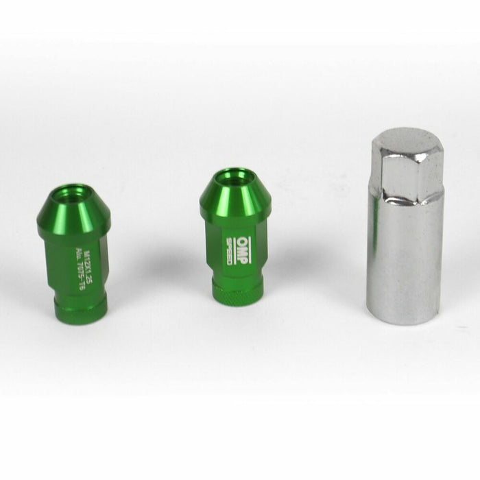 Set Piulițe OMP 7075 40 mm M12 x 1,25 20 uds Verde