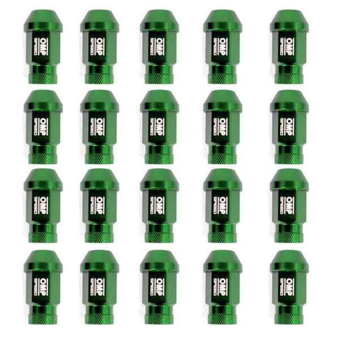 Set Piulițe OMP 7075 40 mm M12 x 1,25 20 uds Verde