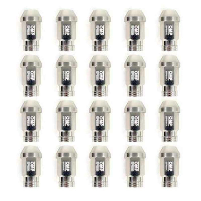 Set Piulițe OMP 7075 40 mm M12 x 1,25 20 uds Argintiu