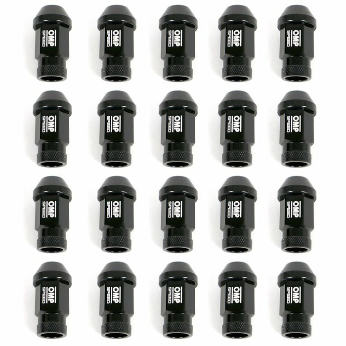 Set Piulițe OMP 7075 40 mm M12 x 1,50 20 uds Negru