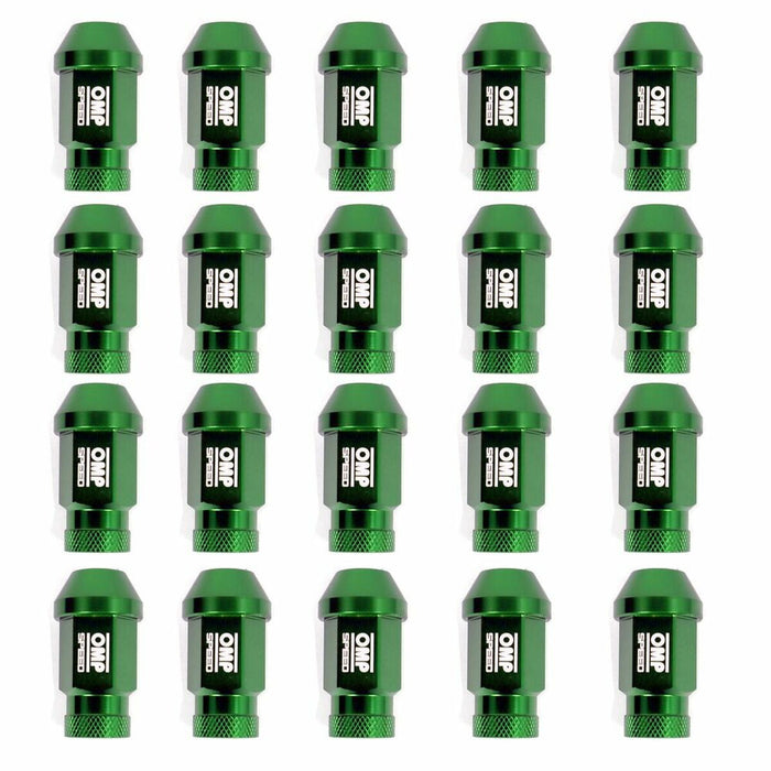 Set Piulițe OMP 7075 40 mm M12 x 1,50 20 uds Verde