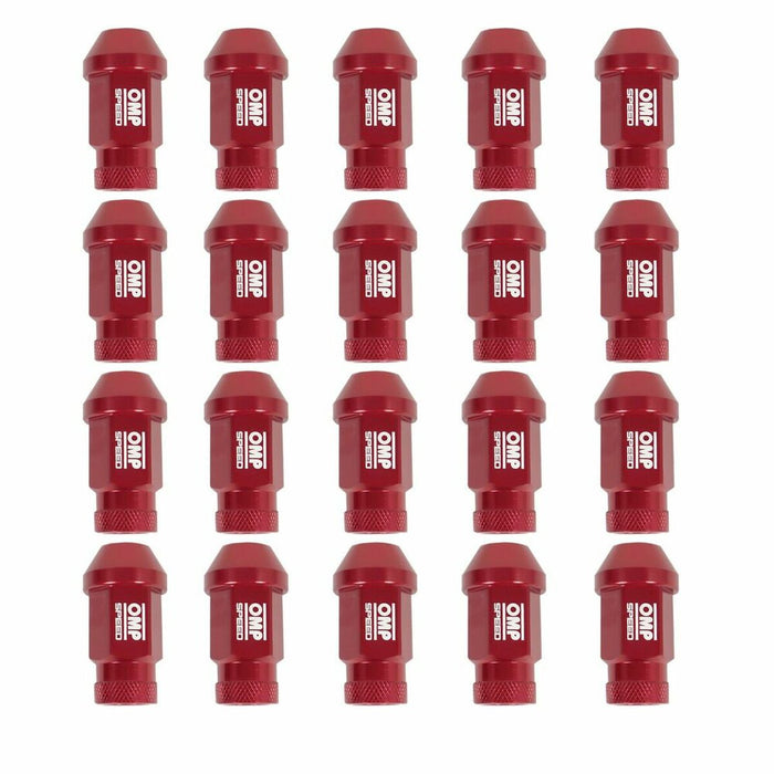 Set Piulițe OMP 7075 40 mm M14 x 1,50 20 uds Roșu