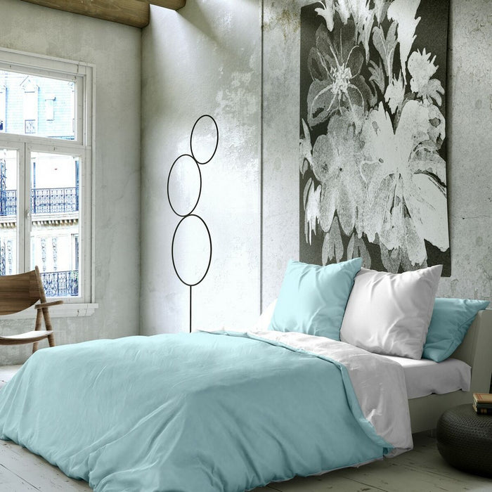Husă de pilotă Naturals FUNDA NORDICA BICOLOR REVERSIBLE Albastru Alb Pat 150 1 Piese 240 x 220 cm 240 x 270 cm