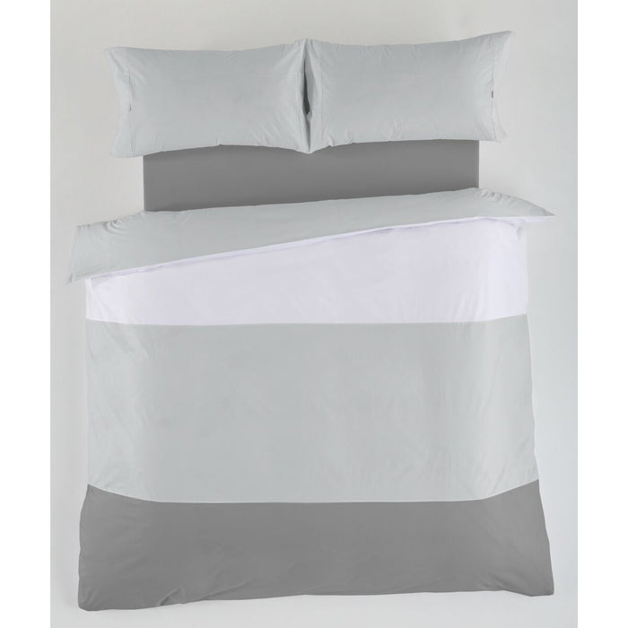 Set husă de pătură Alexandra House Living Alb Gri Pat 180 4 Piese
