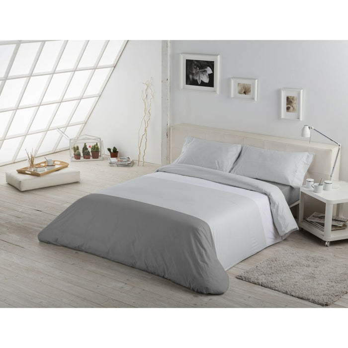 Set husă de pătură Alexandra House Living Alb Gri Pat 180 4 Piese