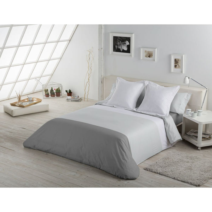 Set husă de pătură Alexandra House Living Alb Gri Pat 180 4 Piese