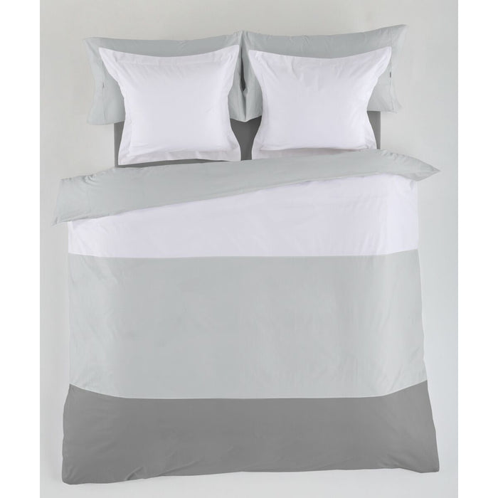 Set husă de pătură Alexandra House Living Alb Gri Pat 180 4 Piese