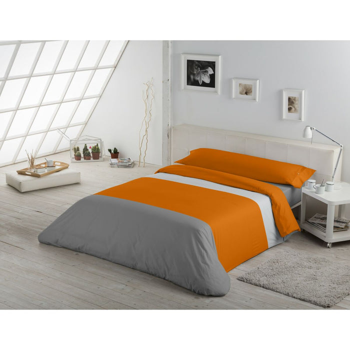 Set husă de pătură Alexandra House Living Gri Perlat Ocru Pat 105 3 Piese