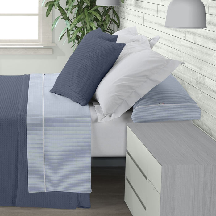 Set de foi Alexandra House Living Greta Albastru Pat 200 4 Piese