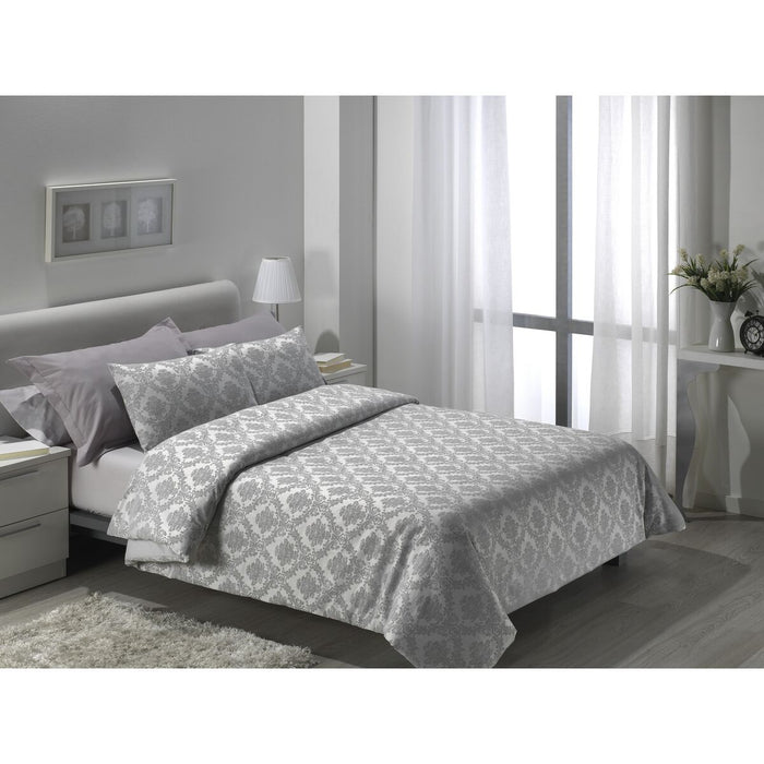 Set husă de pătură Alexandra House Living Viena Gri Perlat Pat 135/140 5 Piese