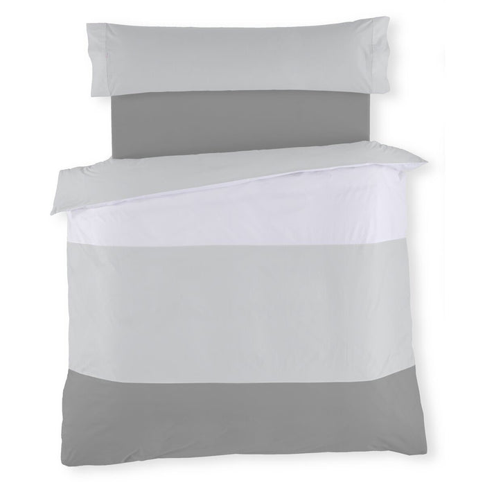 Set husă de pătură Alexandra House Living Alb Gri Pat 150 2 Piese