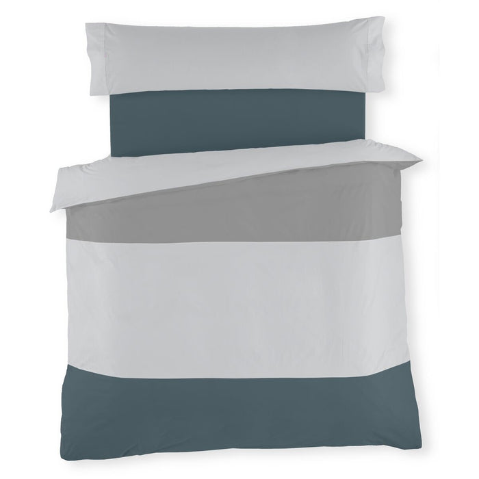 Set husă de pătură Alexandra House Living Alb Gri Pat 150 3 Piese