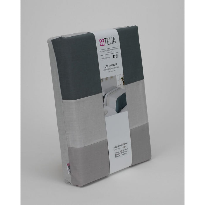 Set husă de pătură Alexandra House Living Alb Gri Pat 150 3 Piese