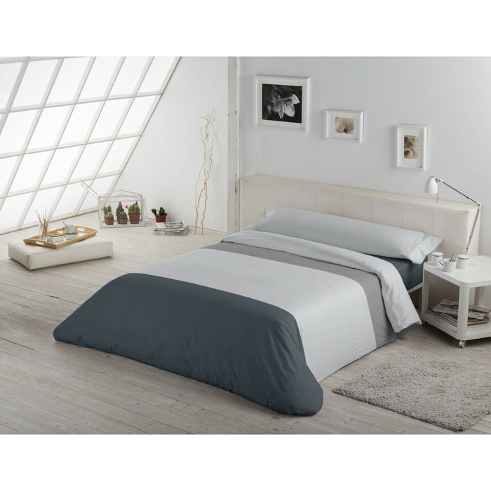 Set husă de pătură Alexandra House Living Alb Gri Pat 180 3 Piese