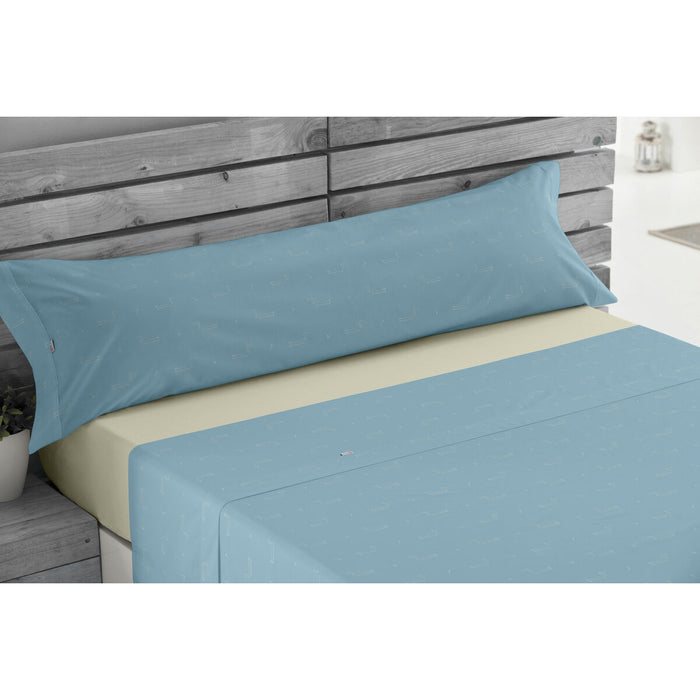 Set de foi Alexandra House Living Cuca Albastru Pat 160 4 Piese