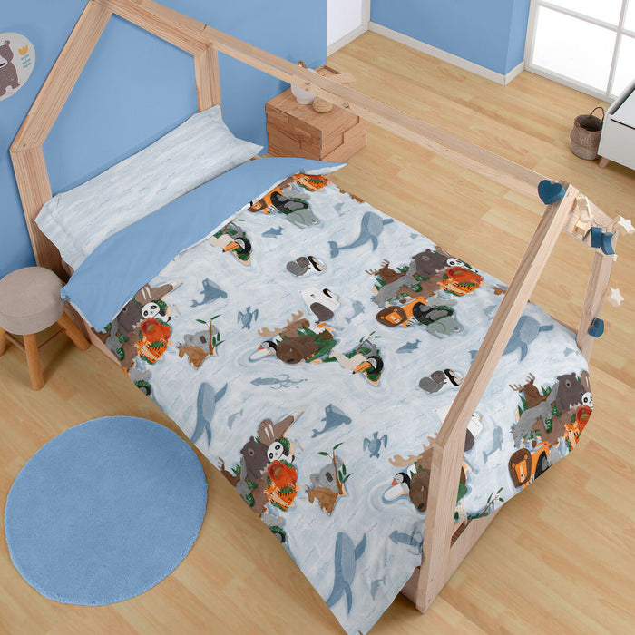 Set husă de pătură Alexandra House Living Animals Multicolor Pat 90 2 Piese
