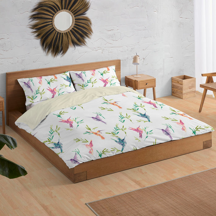 Set husă de pătură Alexandra House Living Colibrí Multicolor Pat 135/140 2 Piese