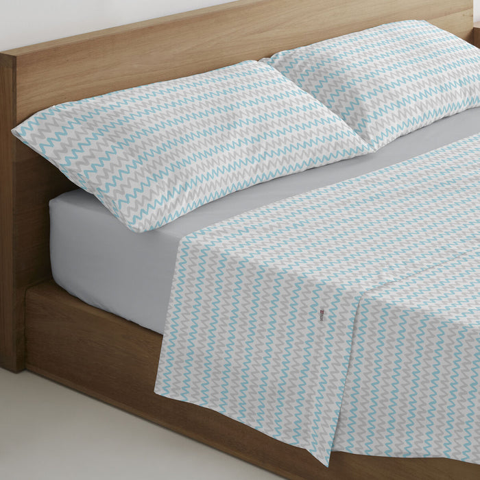 Set de foi Alexandra House Living Cloe Albastru Pat 180 4 Piese