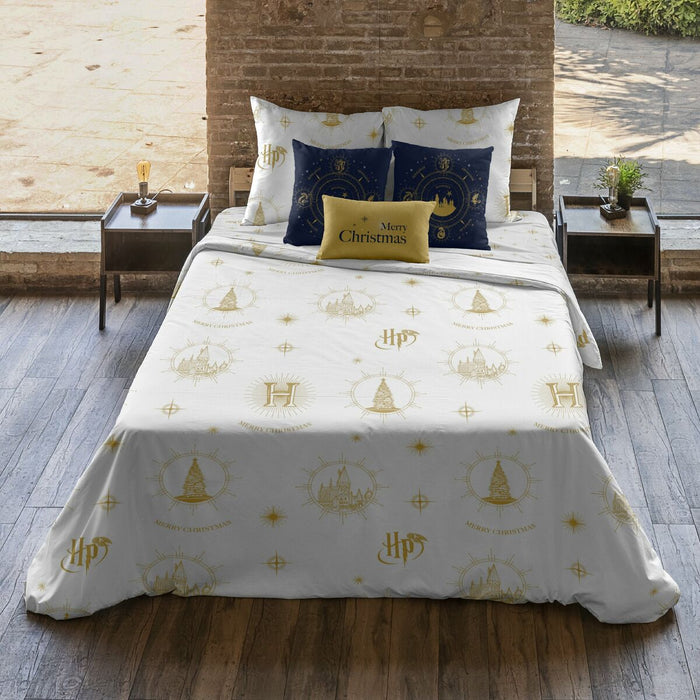 Husă de pilotă Harry Potter Hogwarts Gold Christmas 220 x 220 cm Pat 135/140