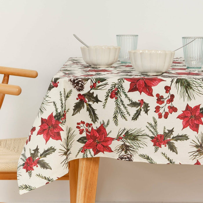 Față de masă din rășină rezistentă la pete Belum Christmas Flowers 140 x 140 cm