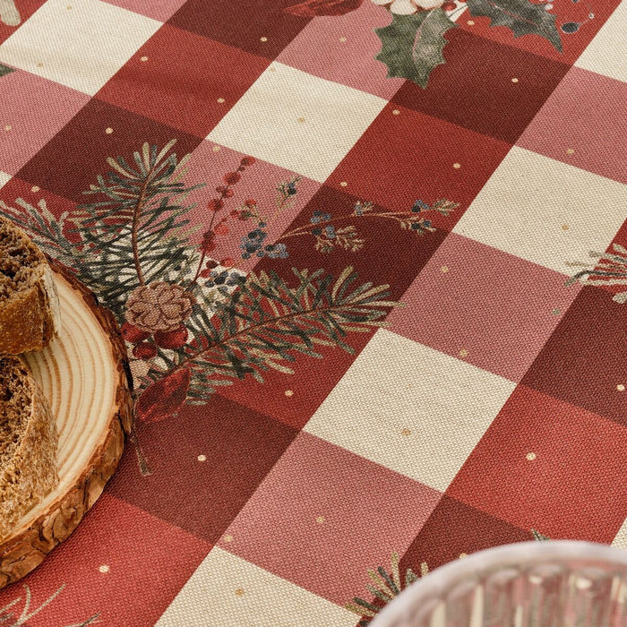 Față de masă rezistentă la pete Belum Christmas Mistletoe Roșu Verde Lin 100 x 155 cm