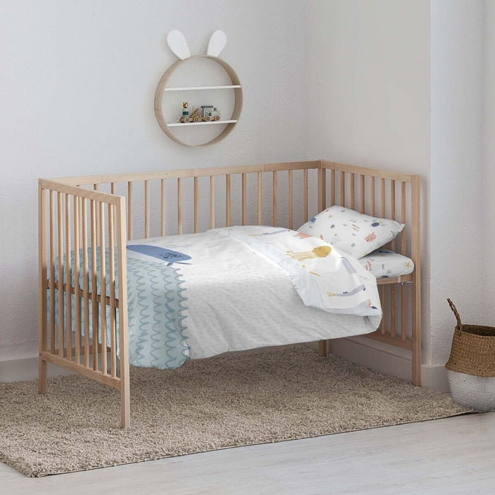 Set husă de pătură Kids&Cotton Malu Big Albastru 100 x 120 cm