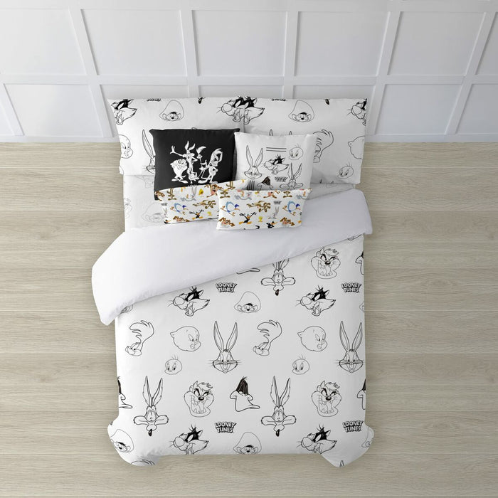 Husă de pilotă Looney Tunes Looney B&W Alb black 240 x 220 cm