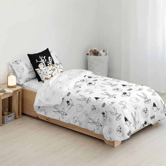 Husă de pilotă Looney Tunes Looney B&W Alb black 240 x 220 cm