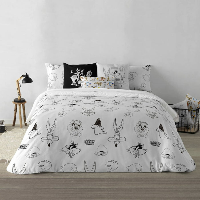 Husă de pilotă Looney Tunes Looney B&W Alb black 260 x 240 cm