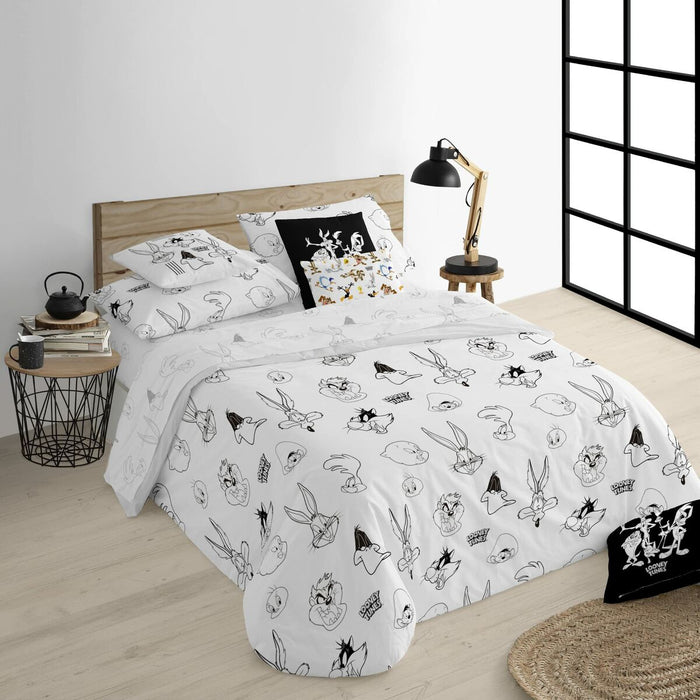 Husă de pilotă Looney Tunes Looney B&W Alb black 155 x 220 cm