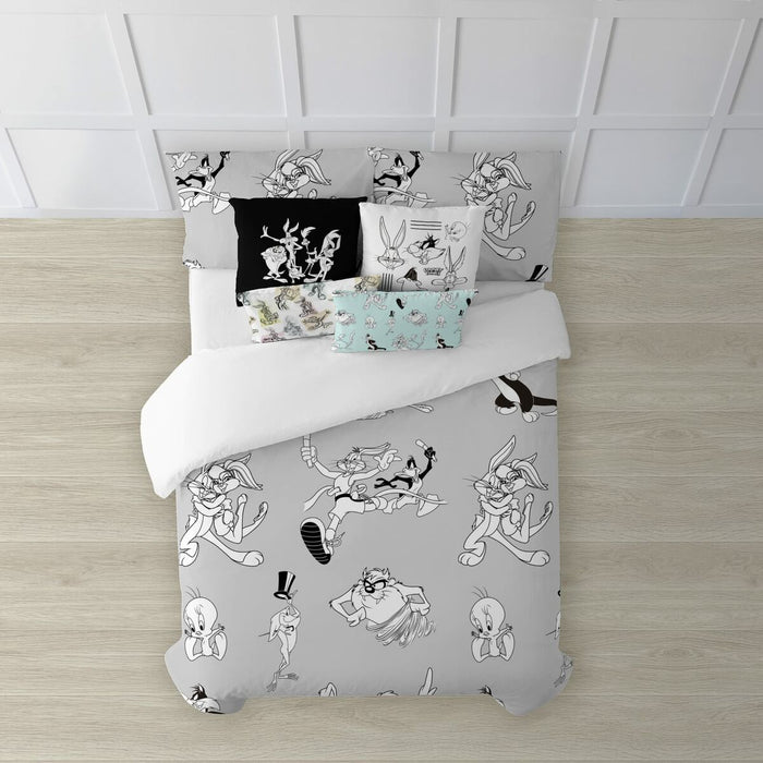 Husă de pilotă Looney Tunes Looney BN Alb black 220 x 220 cm