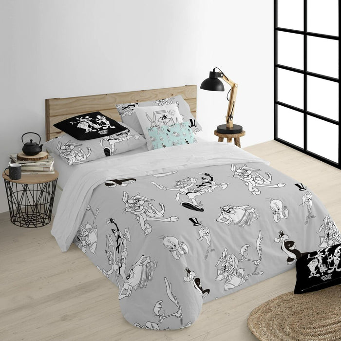 Husă de pilotă Looney Tunes Looney BN Alb black 220 x 220 cm