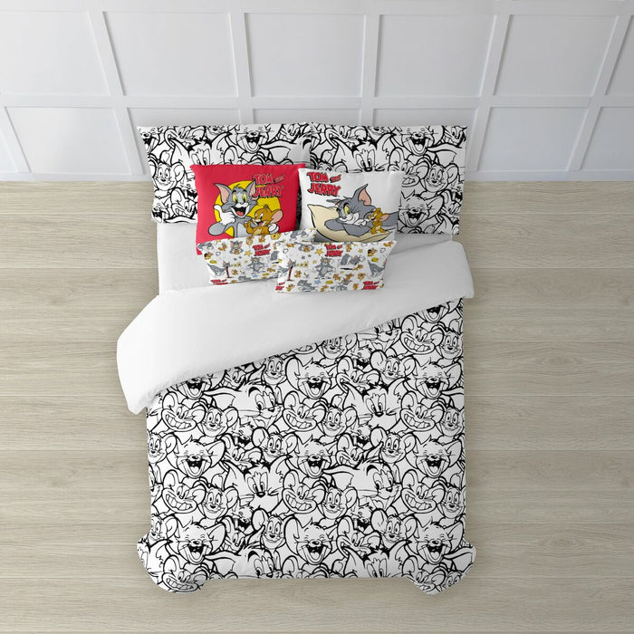Husă de pilotă Tom & Jerry B&W Alb black 140 x 200 cm