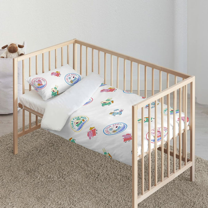 Husă de plapumă pentru pătuț Peppa Pig Time bed 115 x 145 cm