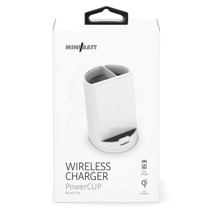 Încărcător fără fir cu suport pentru mobil MiniBatt Power Cup Creion Alb