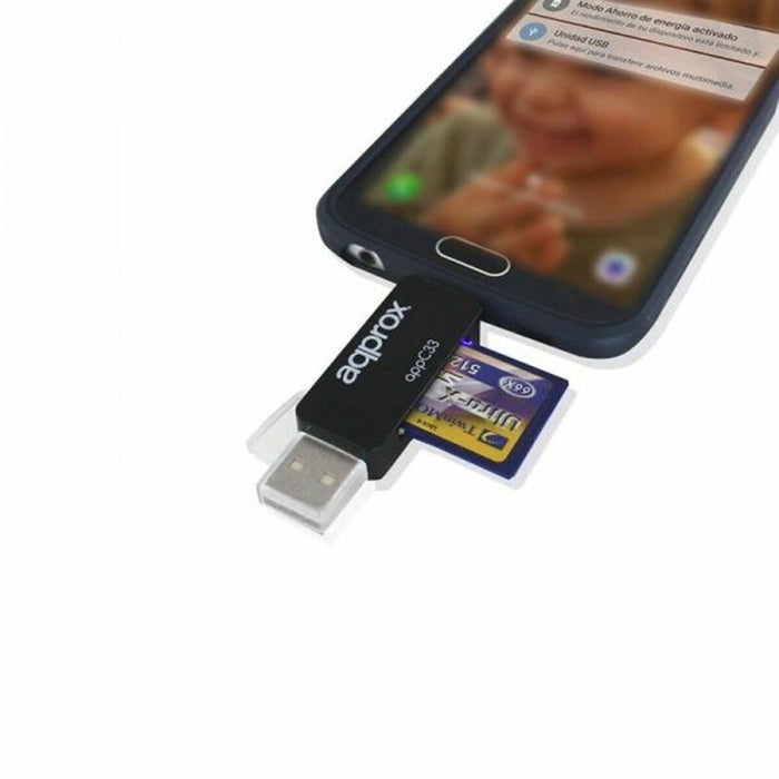 Cititor de Carduri approx! FLTLFL0083 APPC33 Micro SD/SD/MMC Micro USB 480 Mbps 32 GB Negru