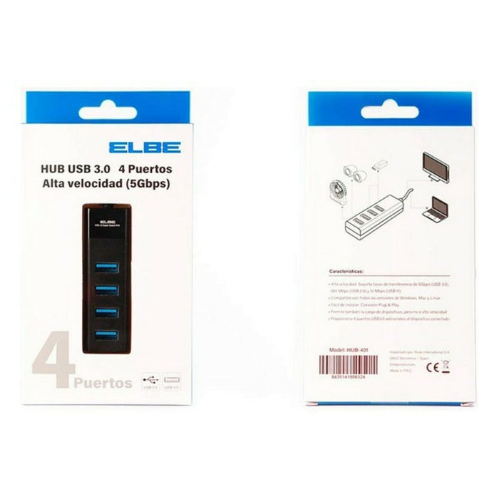 Hub USB 4 Porturi 3.0 ELBE HUB401 Negru
