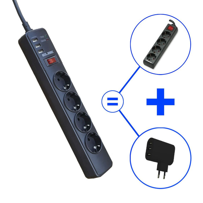Placă de Circuit Prize 4 puncte de conectare cu întrerupător ELBE RE002 3600 W 220 V