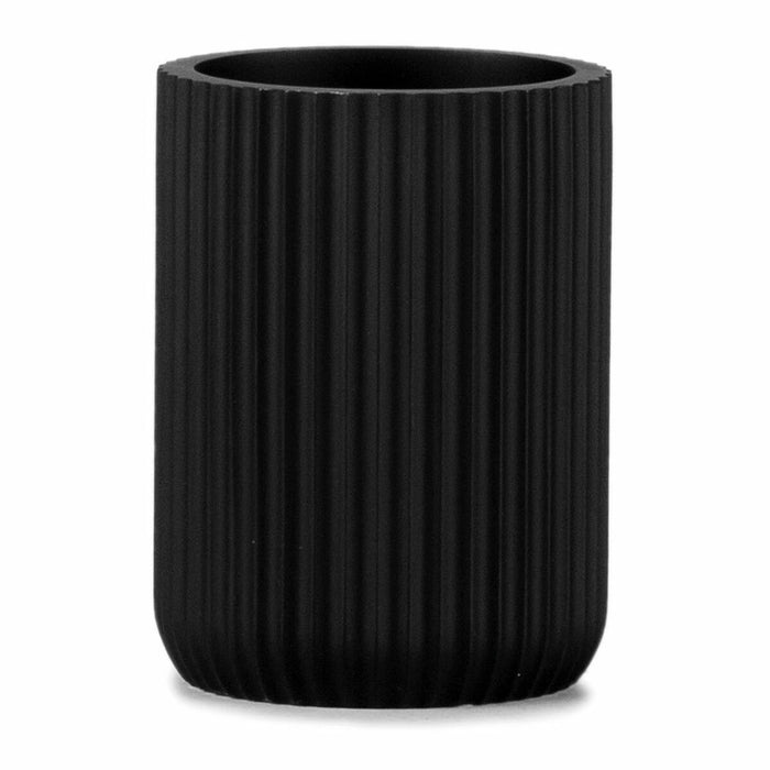 Suport pentru periuțe de dinți Andrea House Negru Mat Rășină (Ø 7 x 9,5 cm)