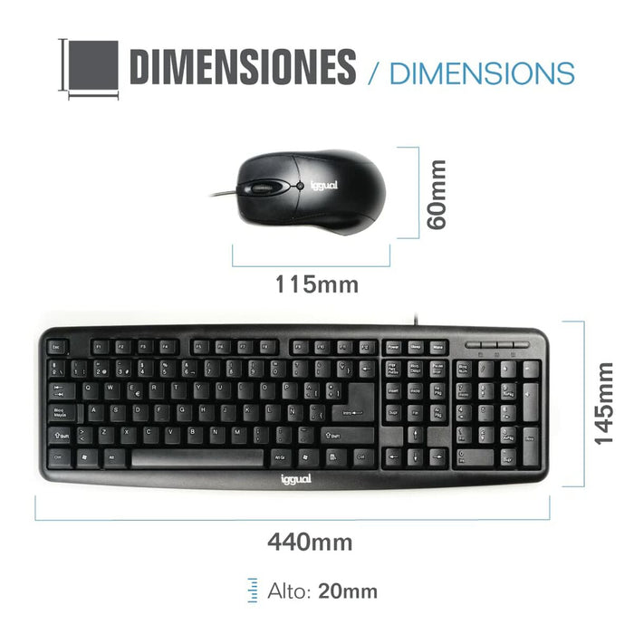 Tastatură și Mouse iggual COM-CK-BASIC QWERTY USB