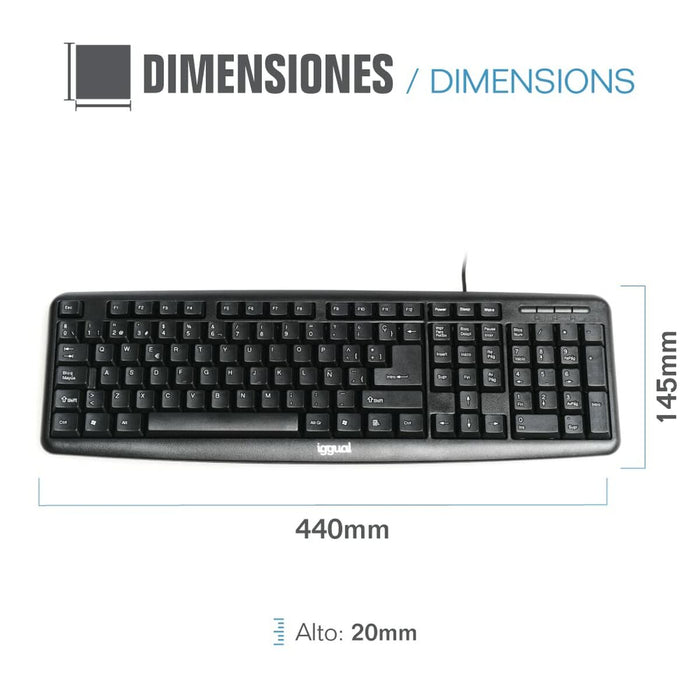 Tastatură iggual CK-BASIC-105T QWERTY USB Negru Spaniolă Maimuță (1 Piese)
